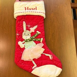 Red Christmas Stocking with Bunny Design